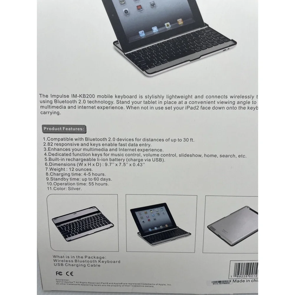 Vintage Impulse Wireless‎ Bluetooth Keyboard For iPad 2 New In Box